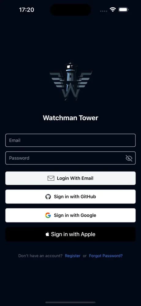 Watchman Tower Login Screen