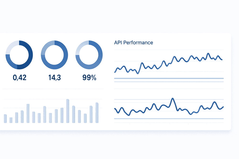 A dashboard visualizing API response time with P95 and P99 percentile metrics