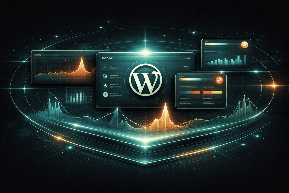 Illustration of response time and performance monitoring for a WordPress site