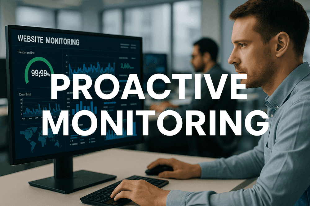 Proactive website monitoring dashboard showing uptime and response time metrics for Agile and DevOps teams